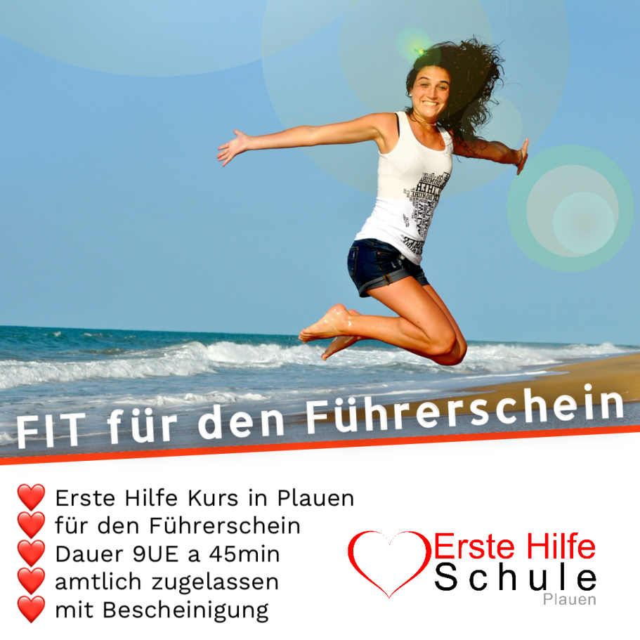 Erste Hilfe Situation am Abend mit Verweis auf Abendkurse.